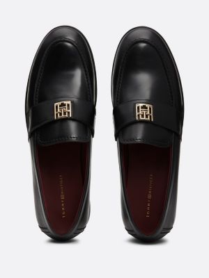 mocassini elevated in pelle nero da donne tommy hilfiger