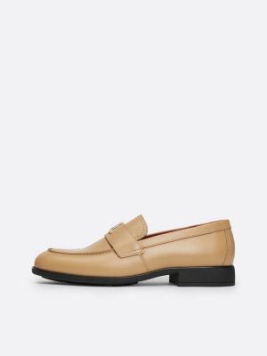 mocasines elevated de piel caqui de mujeres tommy hilfiger