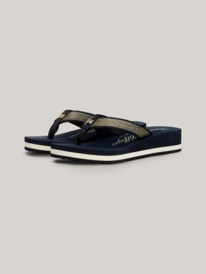 blue signature flatform strandsandale für damen - tommy hilfiger