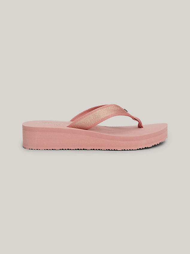 sandalias de plataforma signature pink de mujeres tommy hilfiger