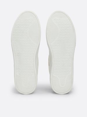 TH Monogram Metallic Leather Court Trainers | White | Tommy Hilfiger