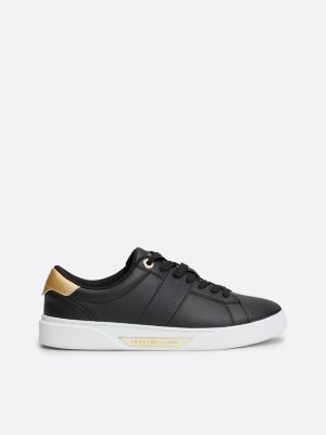 sneakers sportive casual in pelle black da donne tommy hilfiger