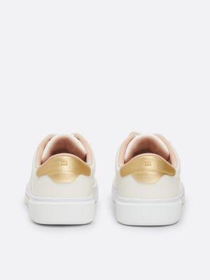 white casual chic leather court trainers for women tommy hilfiger