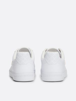 white leather th monogram trainers for women tommy hilfiger