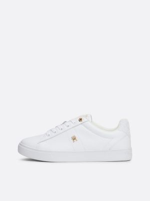 white leather th monogram trainers for women tommy hilfiger