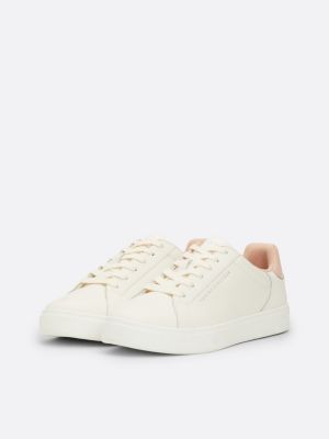 sneakers sportive in pelle con logo bianco da donne tommy hilfiger