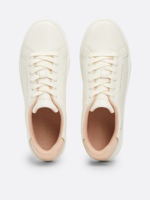 sneakers sportive in pelle con logo bianco da donne tommy hilfiger