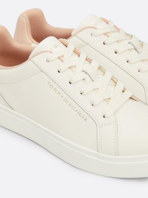 sneakers sportive in pelle con logo bianco da donne tommy hilfiger