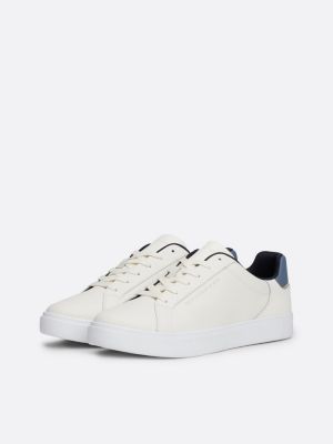 sneakers sportive in pelle con logo bianco da donne tommy hilfiger