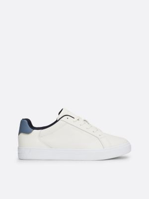 sneakers sportive in pelle con logo bianco da donne tommy hilfiger