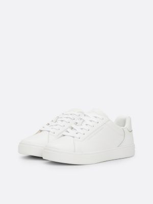 sneakers sportive in pelle con logo bianco da donne tommy hilfiger