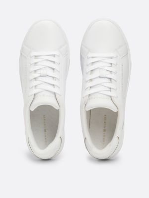 sneakers sportive in pelle con logo bianco da donne tommy hilfiger