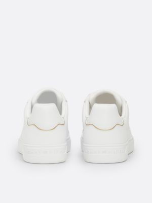 sneakers sportive in pelle con logo bianco da donne tommy hilfiger