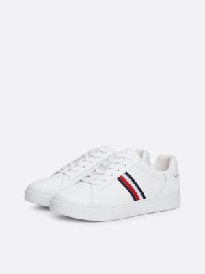 Essential Leather Signature Tape Court Trainers | White | Tommy Hilfiger