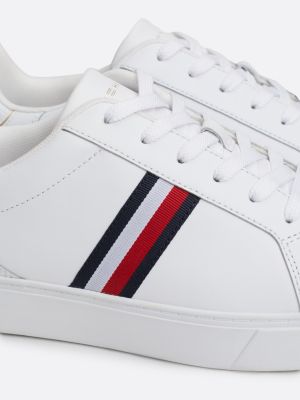 sneakers sportive essential in pelle bianco da donne tommy hilfiger