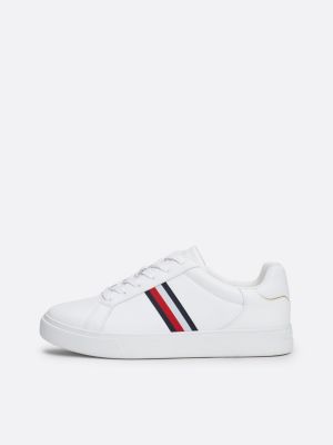 sneakers sportive essential in pelle bianco da donne tommy hilfiger