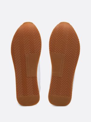 wit leren hardloopsneaker met colour-pop voor dames - tommy hilfiger