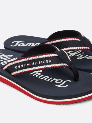 sandali infradito con logo grafico blu da donne tommy hilfiger