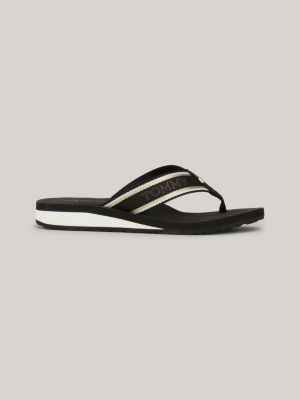 sandali infradito con fascette in tessuto black da donne tommy hilfiger