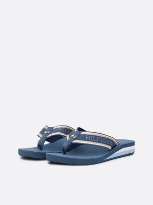 sandali infradito con fascette in tessuto blu da donne tommy hilfiger