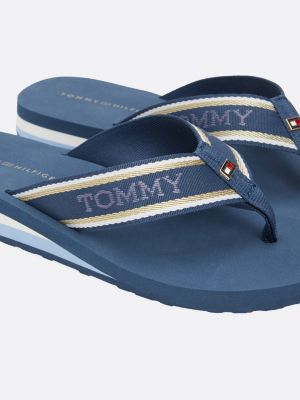 sandali infradito con fascette in tessuto blu da donne tommy hilfiger