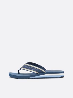 sandali infradito con fascette in tessuto blu da donne tommy hilfiger