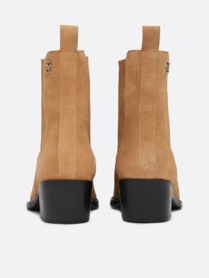 moro zamszowe kowbojki z monogramem th dla kobiety - tommy hilfiger