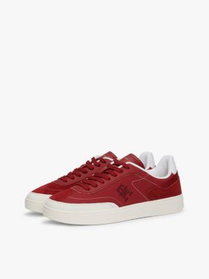 zapatillas heritage con texturas mixtas roja de mujeres tommy hilfiger