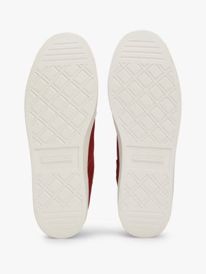 zapatillas heritage con texturas mixtas roja de mujeres tommy hilfiger