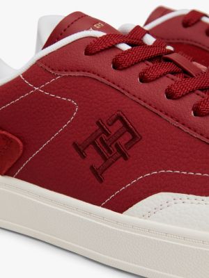 zapatillas heritage con texturas mixtas roja de mujeres tommy hilfiger