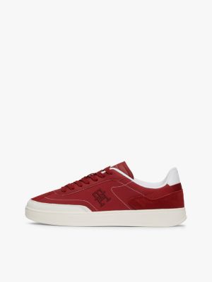 zapatillas heritage con texturas mixtas roja de mujeres tommy hilfiger