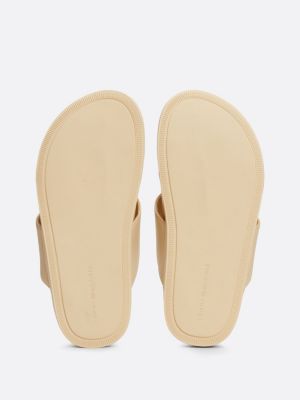 sandali comfort in pelle beige da donne tommy hilfiger