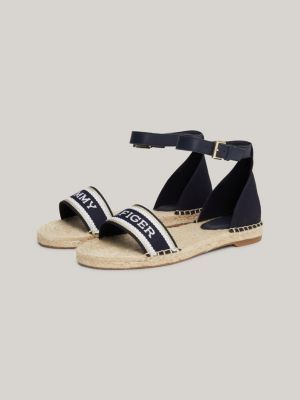 blue espadrille-sandale mit gurtband-ristriemen für damen - tommy hilfiger