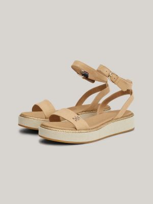 Linen Platform Sandals Brown Tommy Hilfiger