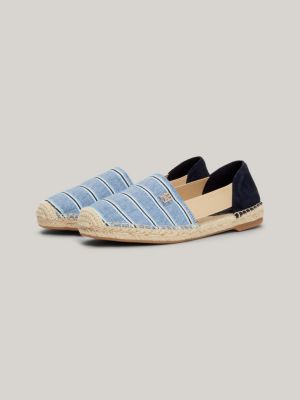 blue flache espadrille mit hemdstoffbesatz für damen - tommy hilfiger
