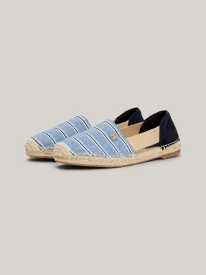 espadrillas in tessuto stile camicia a righe blu da donne tommy hilfiger