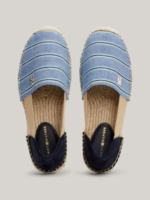 espadrillas in tessuto stile camicia a righe blu da donne tommy hilfiger