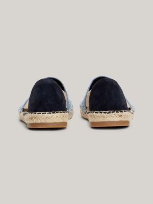 espadrillas in tessuto stile camicia a righe blu da donne tommy hilfiger