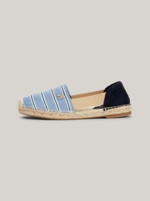 espadrillas in tessuto stile camicia a righe blu da donne tommy hilfiger