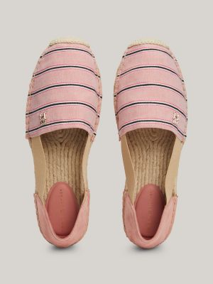 espadrillas in tessuto stile camicia a righe rosso da donne tommy hilfiger