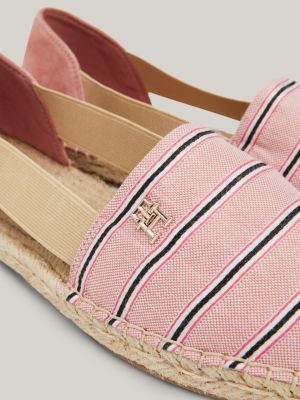 espadrillas in tessuto stile camicia a righe rosso da donne tommy hilfiger