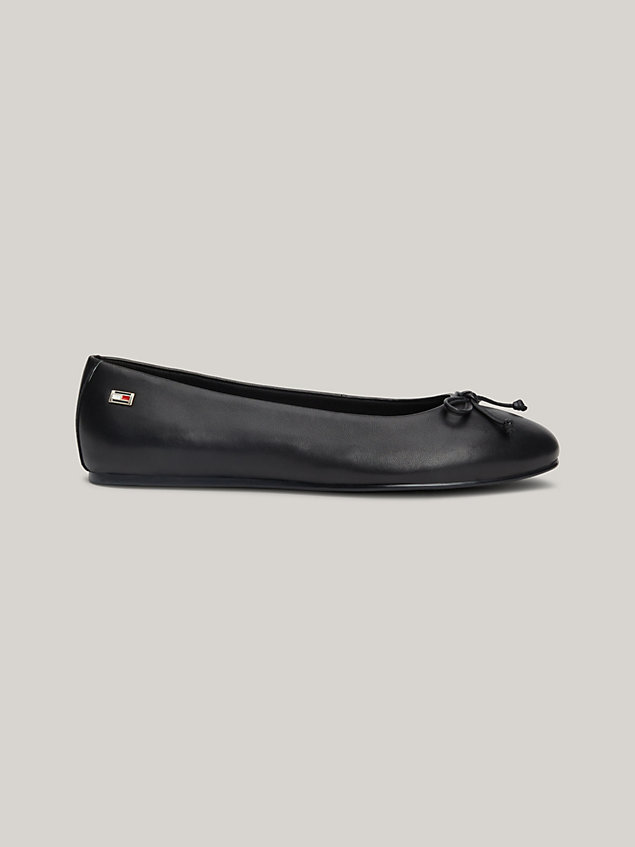 black essential chic flag leather ballerinas for women tommy hilfiger