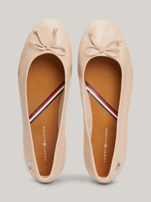 Enamel Flag Leather Bow Ballerinas Pink Tommy Hilfiger