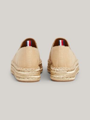 espadrillas in lino con suola alta marrone da donne tommy hilfiger