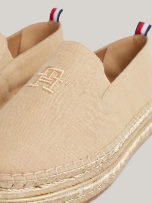 espadrillas in lino con suola alta marrone da donne tommy hilfiger