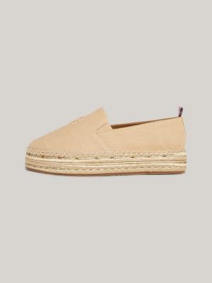 espadrillas in lino con suola alta marrone da donne tommy hilfiger