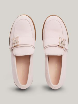 scarpe da barca in pelle nabuk con fibbia rosa da donne tommy hilfiger