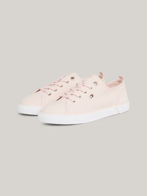 Pink canvas trainers best sale