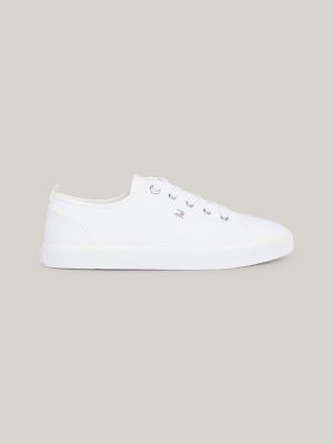 zapatillas de lona con logo esmaltado white de mujeres tommy hilfiger