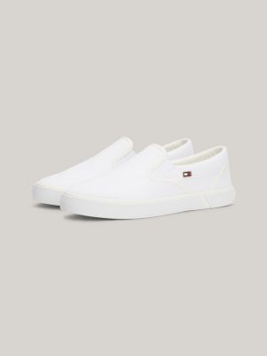 Enamel Flag Slip-On Canvas Trainers | White | Tommy Hilfiger